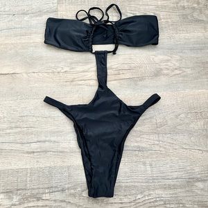 Matte Collection black cut out one piece bikini size M.